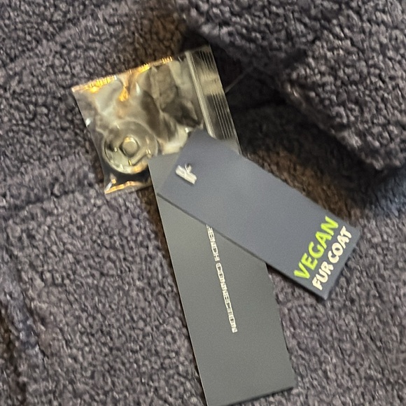 FRENCH CONNECTION Faux Shearling Teddy Coat S 21” p2p Denim Blue $200 Retail NWT - Picture 8 of 13